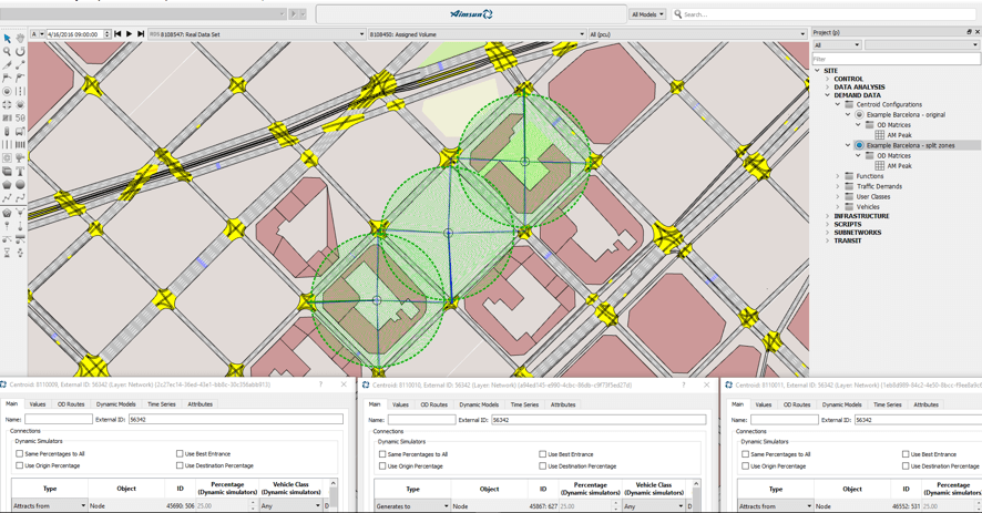 在Aimsun交通模型软件中使用型心点分割来划分小区